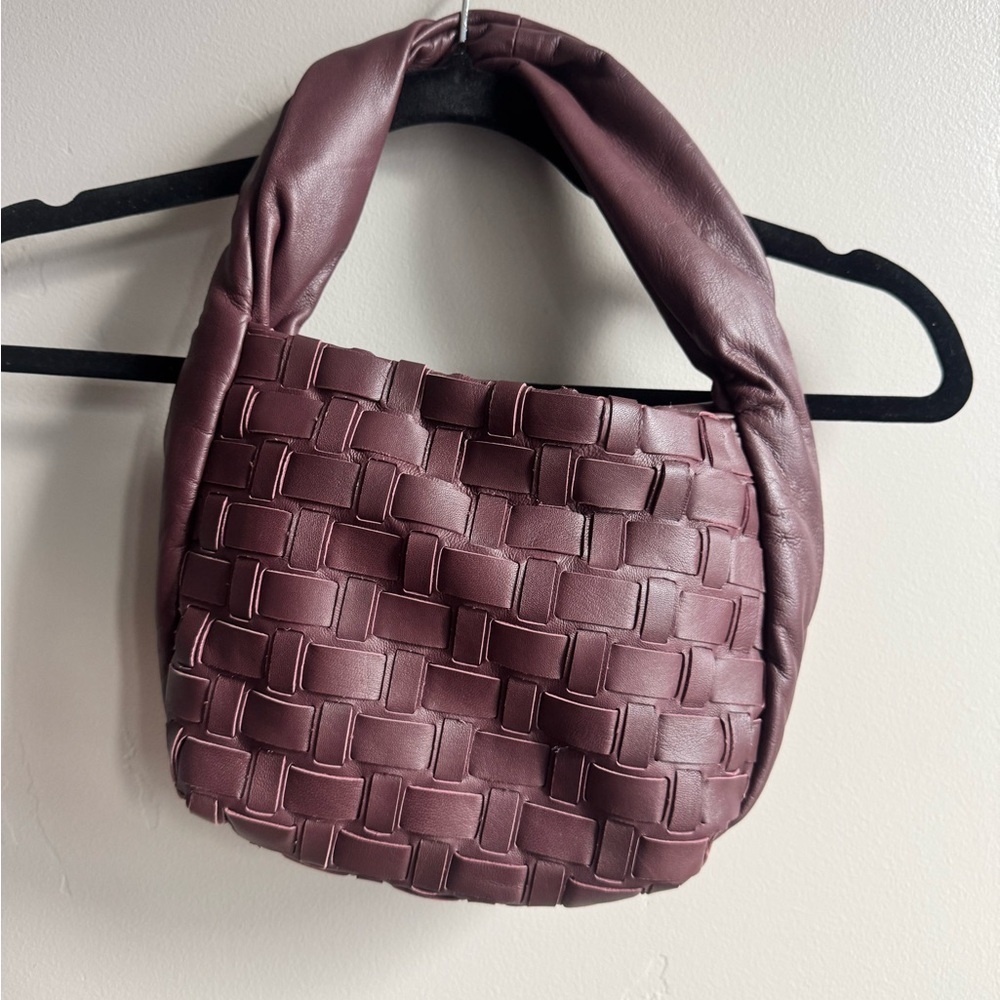 Zara Burgundy Woven Hobo Bag Bottega Style Quiet Luxury Shoulder Purse